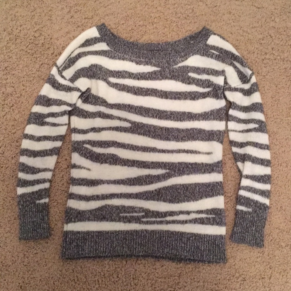 Gray and white zebra sweater